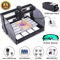 MYSWEETY DIY CNC 3018PRO-M 3 Axis CNC Router Kit with 5500mW 5.5W Module + PCB Milling, Wood Carving Engraving Machine with Offline Control Board + ER11 and 5mm Extension Rod