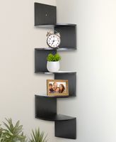 Greenco 5 Tier Wall Mount Corner Shelves Espresso Finish , 7.75" L x 7.75" W x 48.5" H.