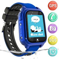Kids GPS Smartwatch Phone IP67 Waterproof, Boys Girls Watch with GPS Locator 2Way Call SOS Voice Chat Camera Pedometer Alarm Clock Sport Watch Gift Compatible with iOS Android Smartphones (Blue, 2G)
