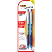 BIC Atlantis Original Retractable Ball Pen, Medium Point (1.0 mm), Blue, 2-Count
