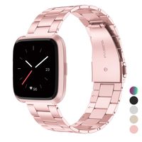 Wearlizer Stainless Steel Band Compatible for Fitbit Versa/Fitbit Versa Lite Bands Women Men,Ultra-Thin Lightweight Replacement Band Strap Bracelet Compatible for Fitbit Versa Rosegold