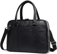 Slim Laptop Bag for Men and Women,PU Leather Classic Water Resistant Business Tablet Bag Laptop Briefcase Messenger Bag for Work Black