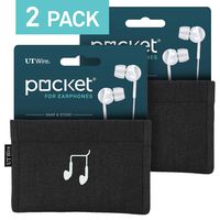 UT Wire Pocket Earbud Earphone Case Pouch Bag Organizer (Black) - 2 Pack