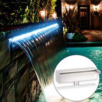YUDA 24" LED Pool Fountain With 7 Color Changing, Stainless Steel Waterfall Spillway For Sheer Descent Garden Ourdoor