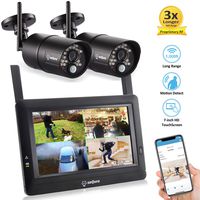 Sequro GuardPro DIY Long Range Wireless Video Surveillance System 7" Touchscreen Monitor 2 Outdoor/Indoor Night Vision IP66 Weatherproof HD Network DVR Home Security IP Cameras Smartphone Access