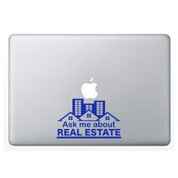 Crazy4Decals Ask ME About Real Estate Decal Vinyl Sticker for Laptop Notebook MacBook Air/Pro Dell HP Walls Windows, Computers, Water Bottles and More (Brilliant Blue / 10")