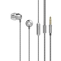 AUDIO EXTRA Metal Casing in-Ear Earphones with MIC, See Through Clear 4 ft Cord 3.5mm Audio Jack AE-M7 (Silver)