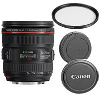 Canon EF 24-70mm f/4.0L IS USM Standard Zoom Lens for Canon SLR Cameras W/UV(Ultra Violet) FIlter (Renewed)