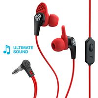 JLab Audio JBuds Pro Signature Earbuds | Titanium 10mm Drivers | Music Controls, Universal Mic | Custom Fit with Cush Fins | Red