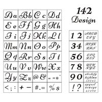 Letter Stencils for Painting on Wood - 44 Pack Alphabet Stencil Templates with Numbers and Signs, Reusable Plastic Stencils in 2 Fonts and 142 Designs for Wood Burning & Wall Art