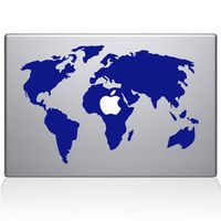 The Decal Guru 0194-MAC-13A-DB World Map Vinyl Sticker, 13" MacBook Air, Blue