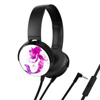 Over-ear Stereo Headphones,ISDOO Extra Bass Adjustable Headset Earbuds with Built-in Mic and Wired Mode for PC/Cell Phones/TV(Pink-Little-Mermaid)