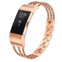 fastgo Compatible for Fitbit Charge 2, Premium Stainless Steel Metal Replacement Watch Band Strap for Smart Fitness Tracker Compatible for Charge 2 HR Adjustable (Gold)