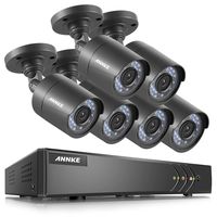 ANNKE Full HD 1080p Lite Outdoor Surveillance System and(6) Weatherproof HD Security Cameras, 8 Channel 5-in-1 DVR, 66ft Night Vision, Customizable Motion Detection,NO HDD