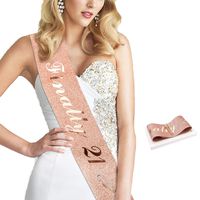 Konsait Glitter Rose Gold Finally 21 sash-Rose 21 Gold Birthday Sash- Finally Legal Sash-with Diamond Pin Drinking Age Birthday Gift Birthday Party Favors Party Supplies Decoration for Woman Girls