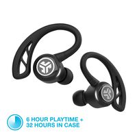 JLab Audio Epic Air Elite True Wireless Sport Earbuds | Headphones for Working Out, Sweatproof | 6-Hour Battery Life, 32-Hour Charging Case | Music Controls | Bluetooth Headphones | Black