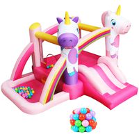 RETRO JUMP Unicorn Inflatable Bouncer Princess Bounce House with Slide Kids Jumper Bounce House with Blower for Birthday Party Gift