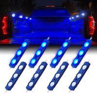 Xprite Led Rock Light for Bed Truck, 24 LEDs Cargo Truck Pickup Bed, Under Car, Foot Wells, Rail Lights, Side Marker LED Rock Lighting Kit w/Switch Blue - 8 PCs