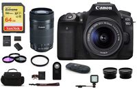 Canon EOS 90D DSLR Camera with EF-S 18-55mm f/3.5-5.6 is STM Lens (with 55-250mm STM 13 Piece Bundle)