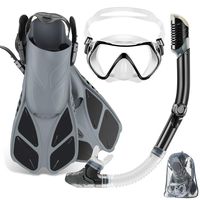 ZEEPORTE Mask Fin Snorkel Set with Adult Snorkeling Gear, Panoramic View Diving Mask, Trek Fin, Dry Top Snorkel +Travel Bags, Snorkel for Lap Swimming