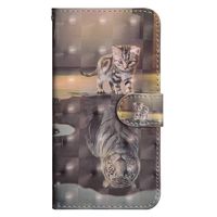 Galaxy A6 Plus Case, UNEXTATI PU Leather Flip Folio Wallet Cover with Credit Card Holder and Magnetic Closure for Samsung Galaxy A6 Plus, Cat and Tiger