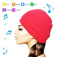Bluetooth Beanie with Headphones Wireless Bluetooth Hat, Stereo Smart Beanie Headset Musical Knit Headphone Speaker Hat Speakerphone Cap, Built-in Microphone, Music Hat for Travelling (Red)