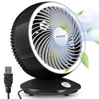 BONTIME Desk Fan - Table Fan for Home, Ultra Quiet Cooling Personal Fan with Adjustable Tilt, Brushless Motor, USB Powered Fan - Long Cord, 6 Inches (Cool Black)
