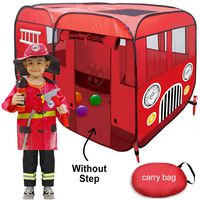 WOOHOO TOYS Big Fire Truck Tent - Spacious Indoor & Outdoor Playhouse Tent for Kids, Toddlers, Boys, Girls and Children to Pretend Play as Fireman Sam - Crib Bed Can Fit Inside This Pop Up Play Tent