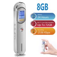 Digital Voice Recorder, Hfuear 8GB 1536Kbps Voice Activated Recorder for Meetings,Lectures,Class - Stereo Audio Sound Dictaphone Recorder with 64GB TF Card Expansion, Password, MP3 Player, USB Charge