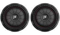2 Kicker 43CVT122 COMPVT 12" 1600 Watt Shallow Slim Car Subwoofers Subs CVT12-2