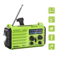 Rocam Emergency Hand Crank Portable Radio Solar Power AM/FM/SW/NOAA Weather Radio with 2000mAh Power Bank Phone Charger, 3W LED Flashlight, Reading Lamp, 7 Weather Band, SOS Alarm and Compass (Green)