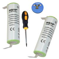 HQRP 2-Pack Batteries for Braun 6515 6520 Type 5705, 6550 Type 5704, 6525 Type 5703, CruZer1 Model Z20, 2675 Type 5732 Razor/Shaver Plus Screwdriver and Coaster