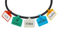 Mr-Label 4-3/8" Nylon Cable Zip Ties Tags Labels Marker - Write on | Self-Locking - with Free Printable Labels - for Wire Marking and Organizing (100, Five Assorted Color)