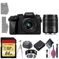 Panasonic Lumix DMC-G7 Mirrorless Micro Four Thirds Digital Camera w/ 14-42mm & 45-150mm Lenses (Black) - 64GB - Memory Card Wallet - Reader - Battery - 72" Tripod - Case