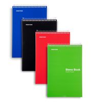Mintra Office Steno Book - 6x9 - Primary Colors 4 Pads/Pack - Graph Ruled-Paper (Assorted Color Covers) 70 Sheets - - Notebook for writing notes in school, university, college, work, office