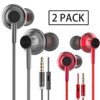 YNR M1 Earbuds Earphones, Noise Islating, High Definition, Stereo for Samsung, iPhone,iPad, iPod and Mp3 Players (Dark Grey+Red 2pairs)