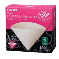 Hario V60 Disposable Paper Coffee Filters, 100 Count, Size 02, Natural, Untabbed