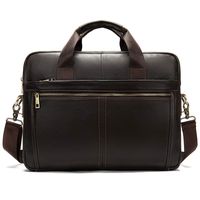 BAIGIO Men's Genuine Leather Briefcase Business 14 Inch Laptop Messenger Bag
