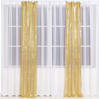 Eternal Beauty Glitter Sequin Backdrop Curtains for Wedding Party Decor, Sequence Christmas Backdrop Curtain (2 Pack, W2 x H8FT,Amber Gold)