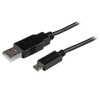 StarTech.com 1 ft Mobile Charge Sync USB to Slim Micro USB Cable - Phones & Tablets - A to Micro B M/M - Thin Micro USB Charging Cable (USBAUB1BK)