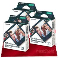 Fujifilm Instax Square Star-Illumination Film - 30 Exposures - Compatible Instax Square SQ6, SQ10 and SQ20 Instant Cameras + FiberTique Cleaning Cloth