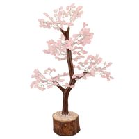 Crocon Rose Quartz Gemstone Money Tree Feng Shui Bonsai for Reiki Healing Chakra Stone Balancing Energy Generator Spiritual Meditation Home Interior Office Decor Size 10-12 Inch