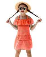iDrawl Girls' Cover-ups Swimsuit Beach Dress, Orange Ruffle Swimming Cover Up