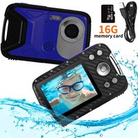 Pellor Waterproof Digital Camera 2.8" FHD 1080P 8.0MP CMOS Sensor 21MP Video Recorder Selfie DV Recording Underwater Camera Camerater for Snorkeling with 16G SD Card (Blue)