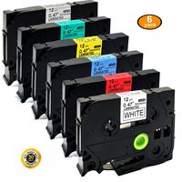NEOUZA Replacement for Brother P Touch Label Tape TZe231 TZe431 TZe531 TZe631 TZe731 TZe931 12mm(0.47 Inch) x 8m (26.2ft) (Combo Set White Red Blue Yellow Green Silver)