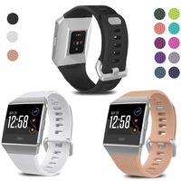 SKYLET Compatible with Fitbit Ionic Bands, 3 Pack Soft Replacement Sport Wristbands Compatible with Fitbit Ionic Smart Watch with Buckle Men Women(Black, White, Blush Pink Small)