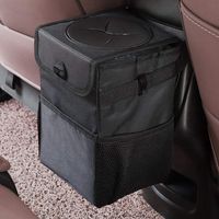 mixigoo Car Trash Garbage Bag Can - Car Trash Can with Lid and Storage Pockets Leak-Proof Vinyl