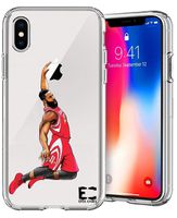 iPhone X Case Epic Cases Ultra Slim Thin Light Supports Wireless Charging Microdot Pattern Crystal Clear Basketball Series Soft Transparent TPU Case Cover Apple (Harden MVP Rockets, iPhone X)