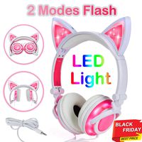 Cat Kids Headphones Girls, Over/On Earphones with LED Glowing USB Rechargeable, Girls Boys Toddlers Wired Foldable Game Headset for Phone PC, Electronic Learning Toy Holiday Christmas suppliers