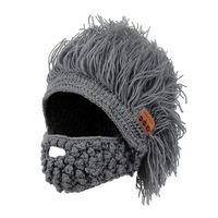 Bluetooth Beanie Hat Winter Knit Short Wig Music Hat Wireless Headphone Speaker Hat Double Layer Slouchy Skull Cap with Beard for Men Boys, 33 Grey